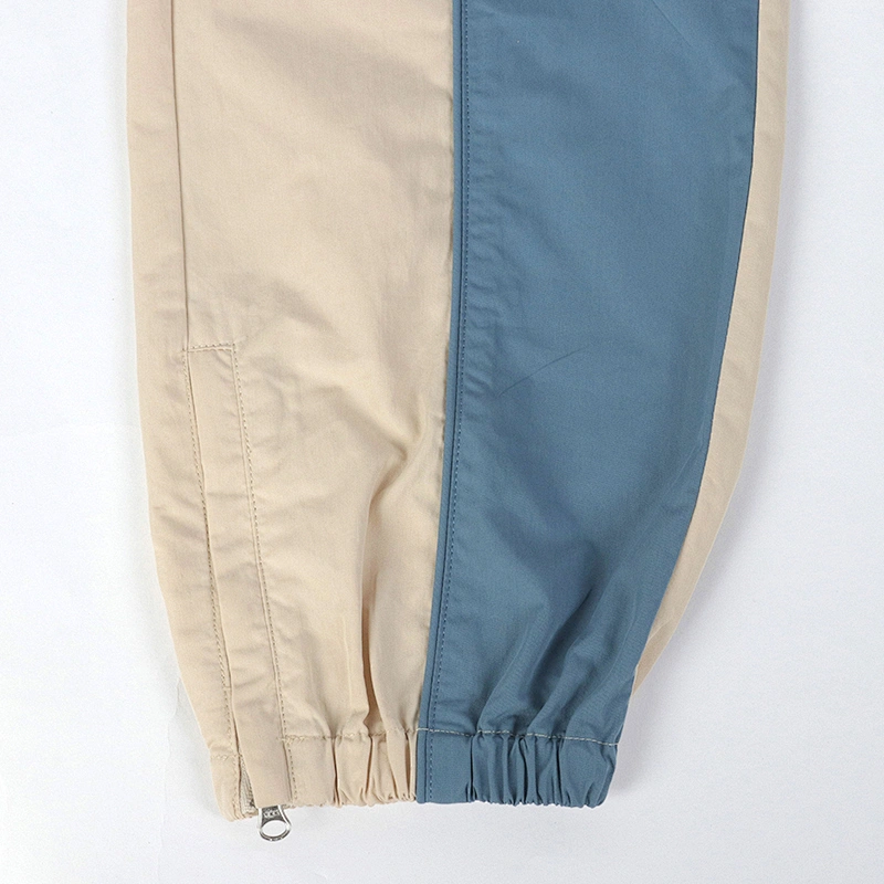 color block nylon track pants front view